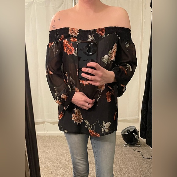 Timing Floral optional Off The Shoulder Blouse, Size Small, - Picture 8 of 9